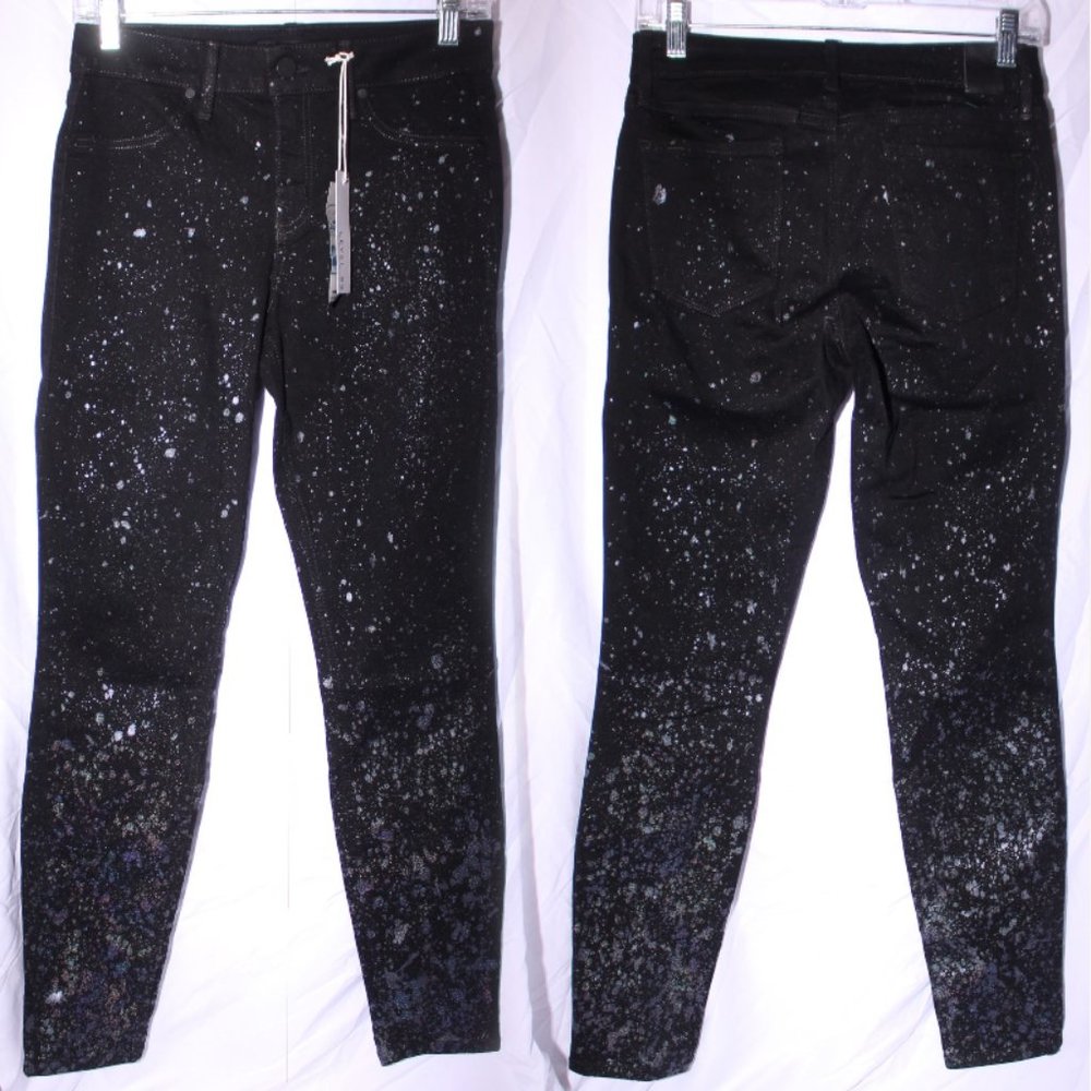 NWT Level 99 Mid Rise Paint Splatter Ultra Skinny Jeans Size 27